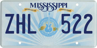 MS license plate ZHL522