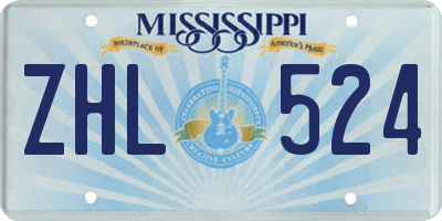 MS license plate ZHL524