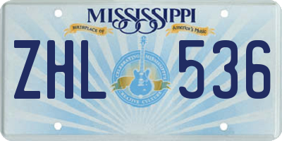 MS license plate ZHL536