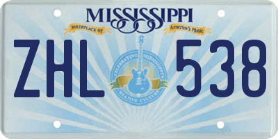 MS license plate ZHL538