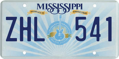 MS license plate ZHL541