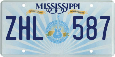 MS license plate ZHL587