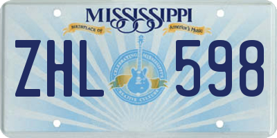 MS license plate ZHL598