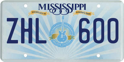 MS license plate ZHL600