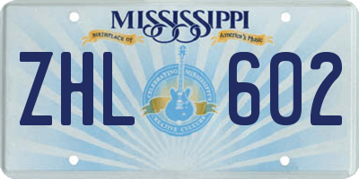 MS license plate ZHL602