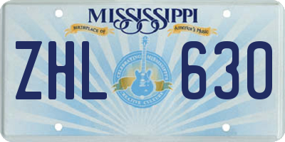 MS license plate ZHL630