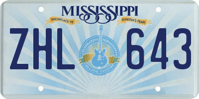MS license plate ZHL643