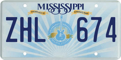 MS license plate ZHL674