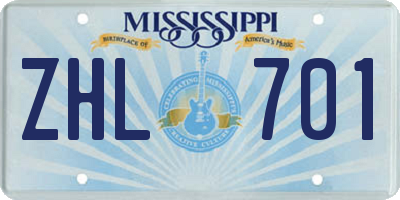 MS license plate ZHL701