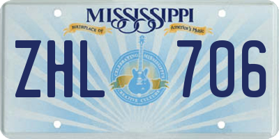 MS license plate ZHL706