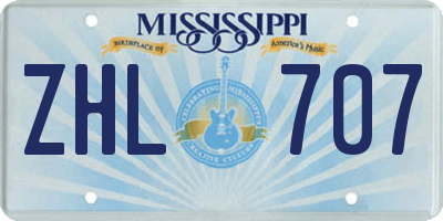 MS license plate ZHL707