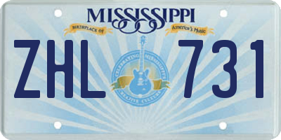 MS license plate ZHL731