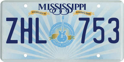 MS license plate ZHL753