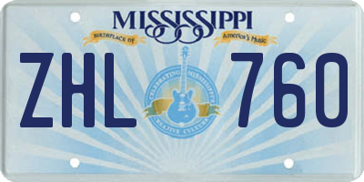 MS license plate ZHL760