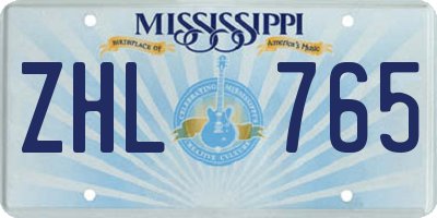 MS license plate ZHL765