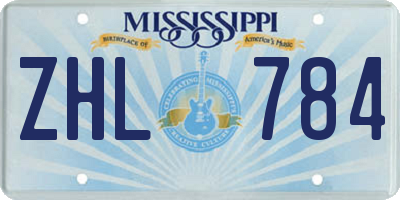 MS license plate ZHL784