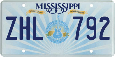 MS license plate ZHL792