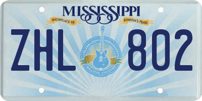 MS license plate ZHL802