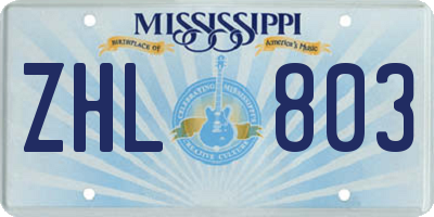 MS license plate ZHL803