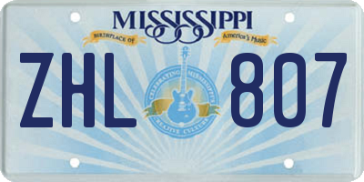 MS license plate ZHL807