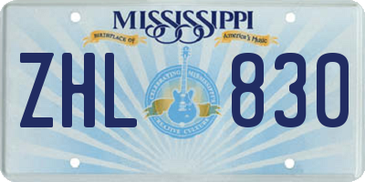 MS license plate ZHL830