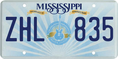 MS license plate ZHL835