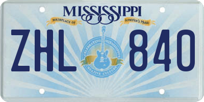 MS license plate ZHL840