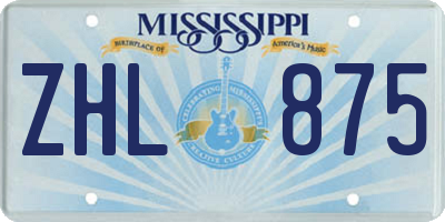 MS license plate ZHL875