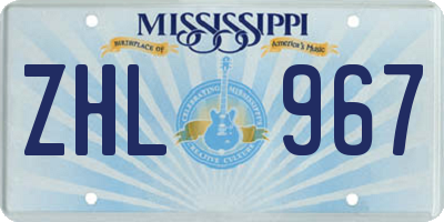 MS license plate ZHL967