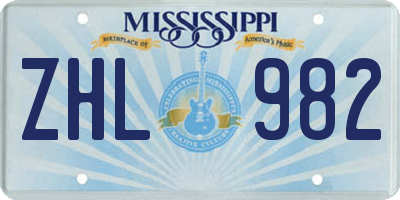 MS license plate ZHL982