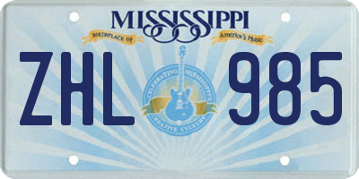MS license plate ZHL985