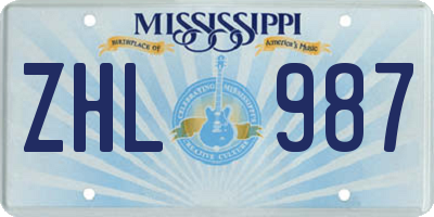 MS license plate ZHL987