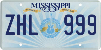 MS license plate ZHL999