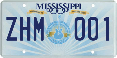 MS license plate ZHM001