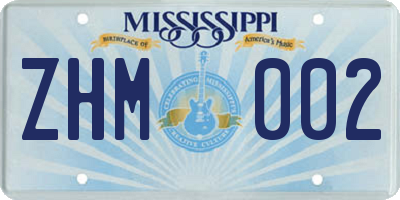 MS license plate ZHM002