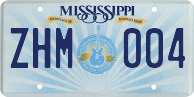 MS license plate ZHM004
