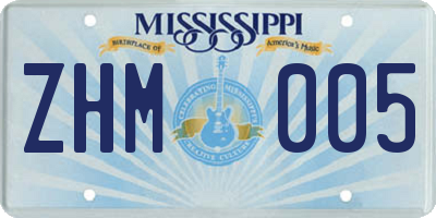 MS license plate ZHM005