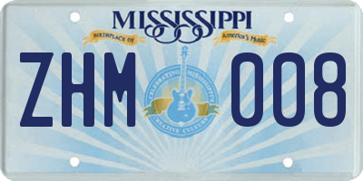 MS license plate ZHM008