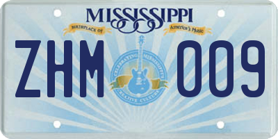 MS license plate ZHM009