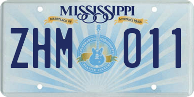 MS license plate ZHM011