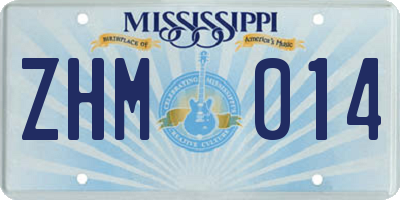 MS license plate ZHM014