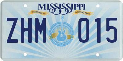 MS license plate ZHM015