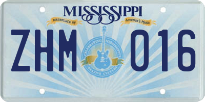 MS license plate ZHM016