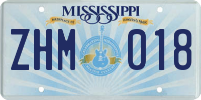MS license plate ZHM018