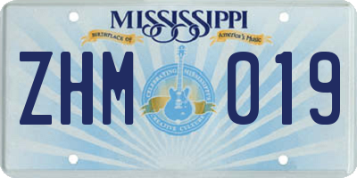MS license plate ZHM019