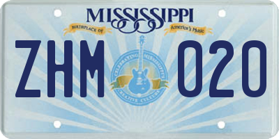 MS license plate ZHM020