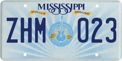 MS license plate ZHM023