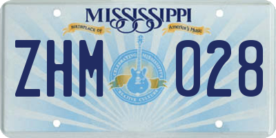 MS license plate ZHM028
