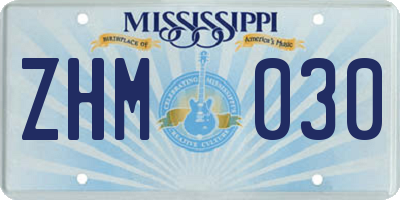 MS license plate ZHM030