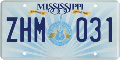 MS license plate ZHM031